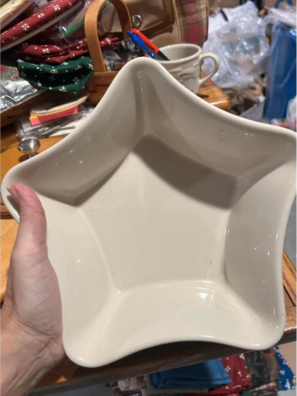 Longaberger ivory pottery star dish made in USA